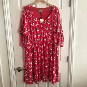 NWT Lindy Bop Red Llama Print Midi Dress